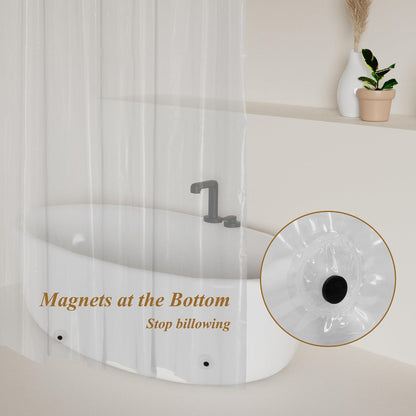 Clear PEVA Shower Curtain Liners with 3 Magnets, Water Proof Plastic Shower Liner for Bathroom or Shower Stall, 54x78