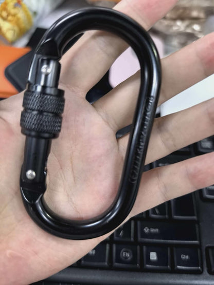 1 Pack Heavy Duty Carabiner Clip Carabiner Hook, O Shape, Black