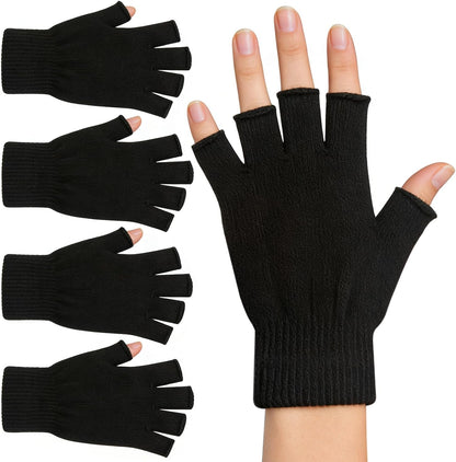 monochef Fingerless Gloves Half Finger Winter Warm Knit Thermal Working Running Biking Driving Typing Men Women Black ( Only one Pairs )