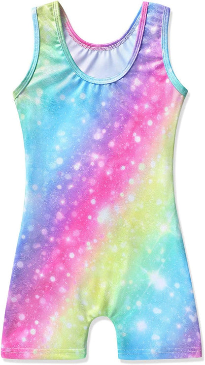HOZIY Gymnastics Leotards for Girls with Shorts Toddlers Biketards Rainbow Unicorn Dinosaur Mermaid Leopard Flower Galaxy