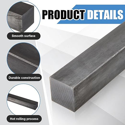Shimeyao 1 Pcs 2" x 2"x 12" Square Steel Bar, A36 Mild Steel, Hot Rolling Square Bar for DIY Projects, Home Improvement or Industrial Settings