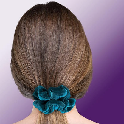 Velvet Scrunchies Premium Plush Soft Ponytail Holder Made in the USA Teal Blue