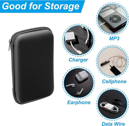 PATIKIL 6.69x3.54 Electronic Organizer Case, 1Pcs EVA Hard Waterproof Rectangle Travel Carrying Case with Zipper for Digital Multimeter, Camera, Charger Cord, Earphone, Black