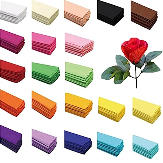 Crepe Paper Folds (20 Sheets) - 20 Inches Wide by 3.2 Feet Long - Mexican Crepe Paper -21 Assorted Color (Dark Green)