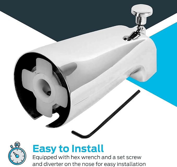EZ-FLO 5-38 Inch Slide-On Zinc Bath Tub Diverter Spout with Hex Wrench and Set Screw, 12-inch Copper Pipe, Chrome, 15089