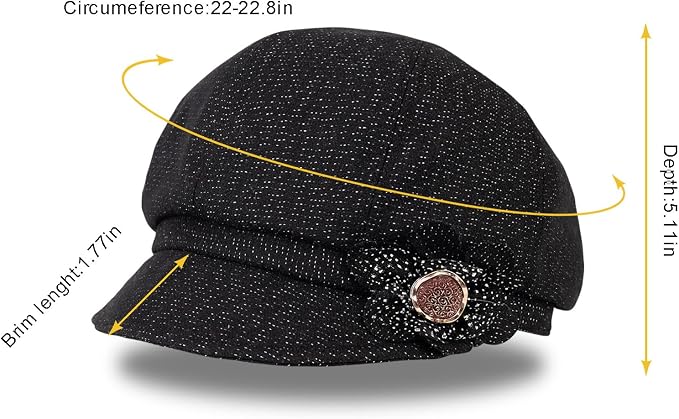 Women Retro Classic Visor Newsboy Cabbie Cap Beret Hats with Flower Buckle for Woman Ladies
