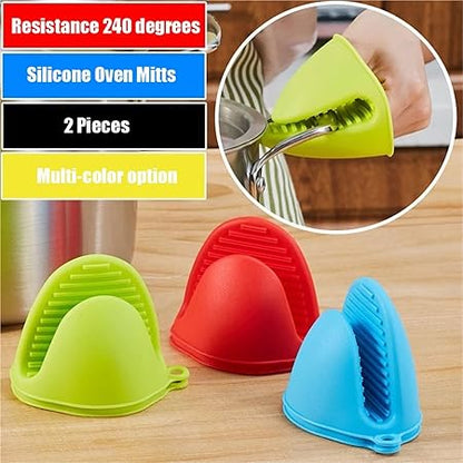 2PCS Silicone Oven Mitts Heat Resistant, Potholders Kitchen Cooking  Baking, Pinch Grips Finger Protector Pot Air Fryer(Blue)