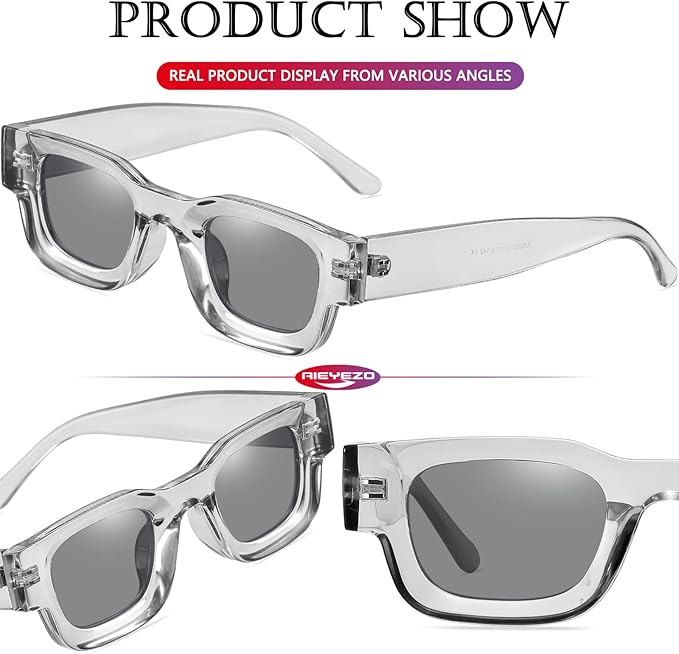 AIEYEZO Modern Thick Rectangle Sunglasses for Women Men Retro 90s Chunky Square Polarized Sunnies