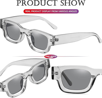 AIEYEZO Modern Thick Rectangle Sunglasses for Women Men Retro 90s Chunky Square Polarized Sunnies