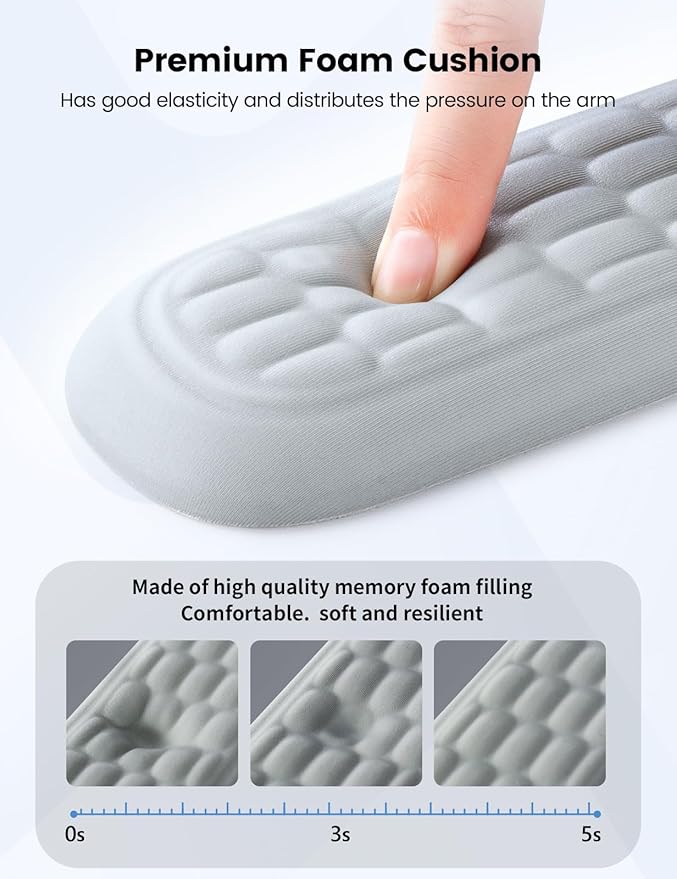 Memory foam gel wrist rest set for keyboard and mouse, ergonomic wrist support, for office, games, computer, laptop, Mac, gray color
