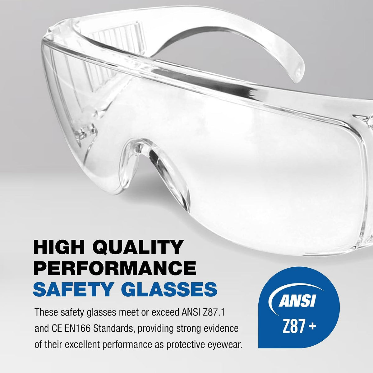 RUGGED BLUE Visitor Safety Glasses For Men & Women | Ansi Z87 Certified Safety Glasses For Shooting Range | Anti-Scratch