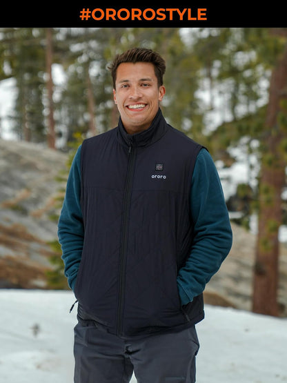 Men's Heated Quilted Vest with Heated Collar, Lightweight Quilted Heating Vest with USB-C Rechargeable Battery