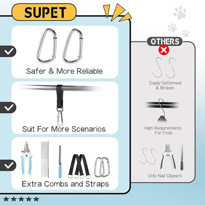 Supet Dog Grooming Hammock Harness for Dogs Cats, Relaxation Pet Nail Clipper Hammock, Restraint Dog & Small Animal Leashes Sling for Groomingk for Nail Trimming (Blue, S)
