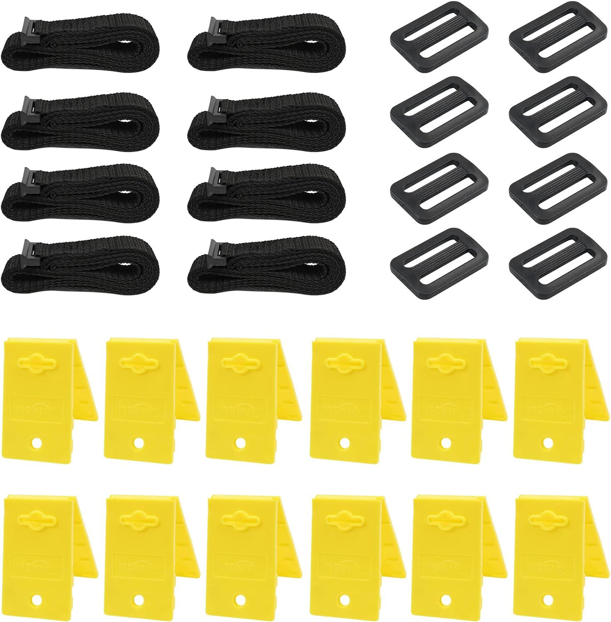 VINGLI Pool Cover Reel Set Pool Reel Embedded Straps with Clips, Pool Solar Cover Reel Attachment Kit,Including 8 Adhesive Nylon Straps, 12 Cord Plates,8 Buckles for In-ground Swimming Pool