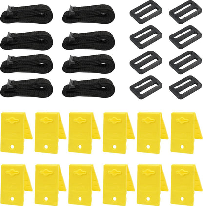 VINGLI Pool Cover Reel Set Pool Reel Embedded Straps with Clips, Pool Solar Cover Reel Attachment Kit,Including 8 Adhesive Nylon Straps, 12 Cord Plates,8 Buckles for In-ground Swimming Pool