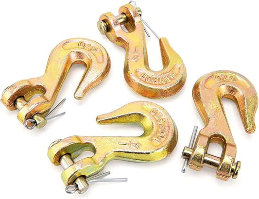14 Chain Hook, Heavy Duty 14 Chain Hooks, 3600Lbs Working Load G70 Clevis Grab Hook 14 Inch for Trailer Truck Tow Chain Transport -Yellow Chromate Finish (4 Pack)