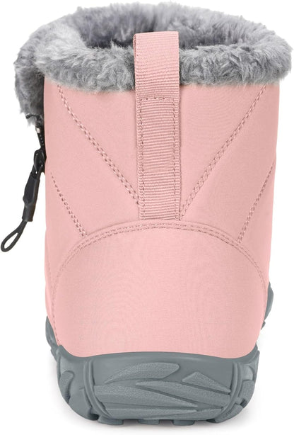 Size 8 Womens Mens Barefoot Boots Shoes Winter Snow Boots Warm Ankle Booties Zero Drop Sole Wide Toe Box Fur Lined Outdoor Sneakers