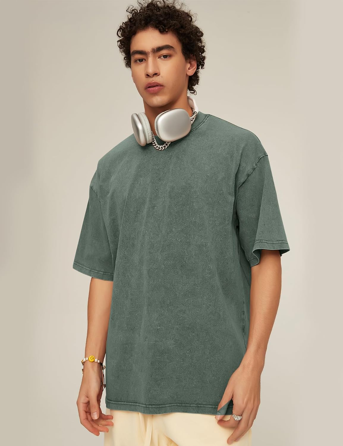 3 Pack Men Oversized T Shirts Acid Washed Unisex Tee Loose Fit Short Sleeve Casual Streetwear Baggy Basic Tops