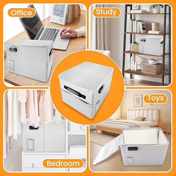 Upgraded 5200¬?F Fireproof Document File Organizer Box, Fireproof Storage Filing Cabinet Box with Lock, Portable Office Safe Box for Hanging Letter/Legal Folder 16.1 x 12.9 x 11in (Grey)