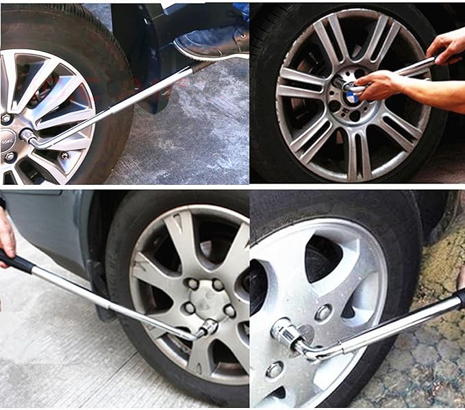 20" Universal Extended Lug Wrench 4 Way Heavy Duty Tire wrench Standard Sockets 17mm 19mm 21mm 23mm for Cross Wheel Wrench