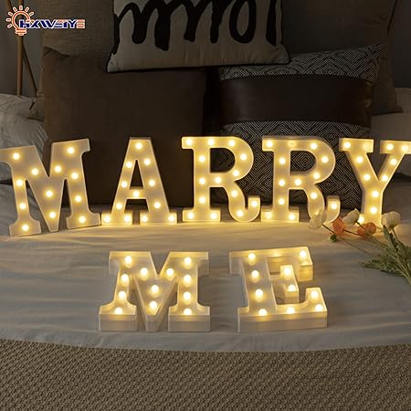 HXWEIYE LED Marquee Letters - 26 Alphabet  10 Number Big Lights for Party, Birthday, Bar, Christmas Decor (Warm White, Battery Powered)