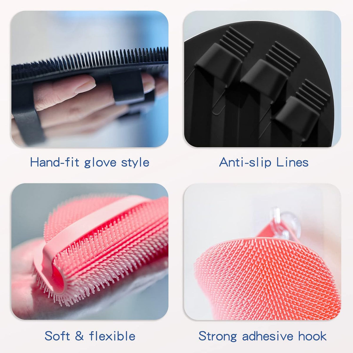 Manmihealth Soft Silicone Shower Brush 1pc Pink Only, Super-Lathering and Deep-Cleaning Body & Face Scrubber, Gentle Exfoliating Bath Glove for All Skin Types( 1 pack pink )