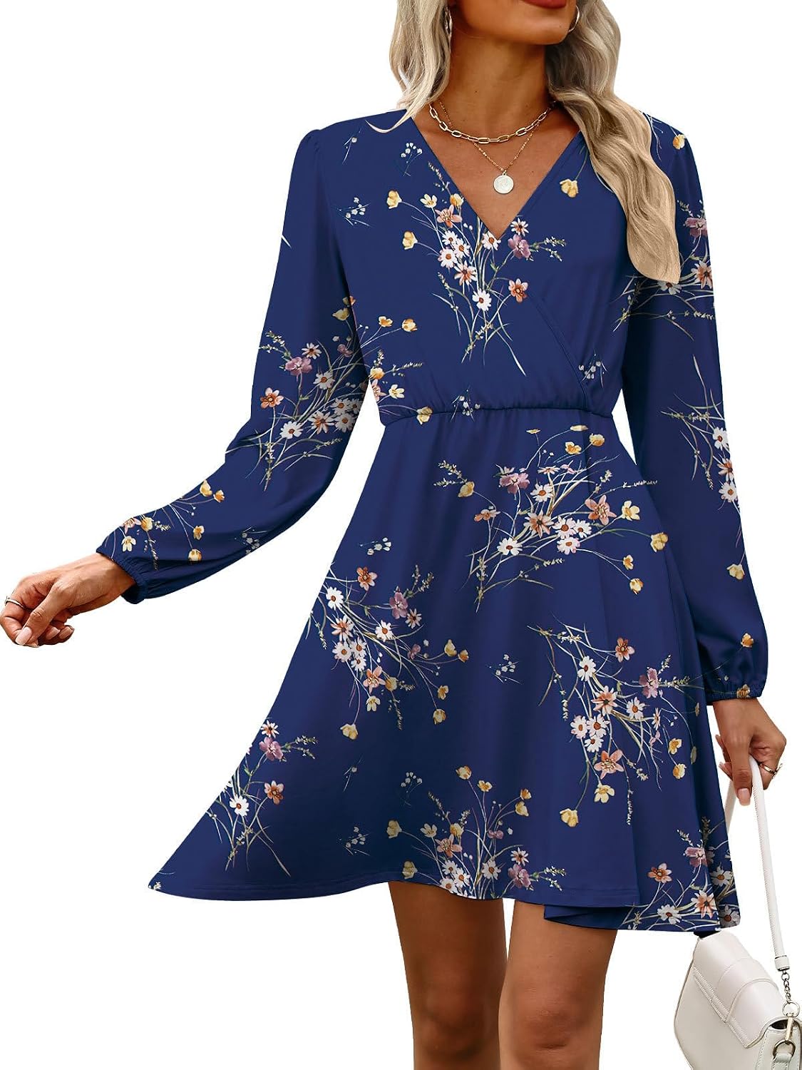 MixShe Summer Dresses for Women 2025 Wedding Guest Dress Fall Fashion Italian Outfits Elegant Classy Homecoming Clothing Plus Size Beach Vacation Clothes A Navy Floral Small