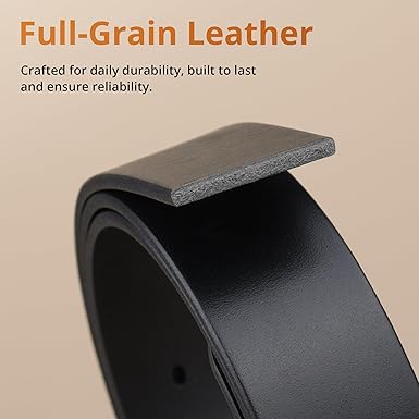 Buffway Leather Belt for Men - Durable Full Grain Men's Belt 1.5", Versatile for Daily Use, with Gift Box