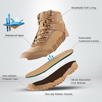 FREE SOLDIER Men's Waterproof Hiking Boots Lightweight Work Boots Military Tactical Boots Durable Combat Boots