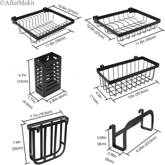 RV Kitchen Sink Rack Motorhome Over The Sink Dish Rack for 25 inch and Less Bowl Counter Space Dish Drying Rack for 27 inch and Up Cabinet Opening 26W x 21H x 13D Black Stainless Steel