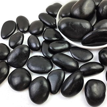 Natural Polished Black River Rocks - 2-3 inch 20LB High Polished Decorative Pebbles, Polished Stones for Landscaping, Natural River Rocks for Outdoor Decor, Polished Pebbles for Plants.