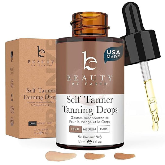 Self Tanning Drops for Face - USA Made with Organic  Natural Ingredients, Bronzing Face Tanning Drops with Aloe Vera, Non Toxic Self Tanner for Sunless Fake Tan  Natural Glow, Cruelty  Toxin Free