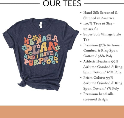 Love in Faith | He Has a Plan | Christian T-Shirts for Women | Faith-Based Apparel | Christian Gifts