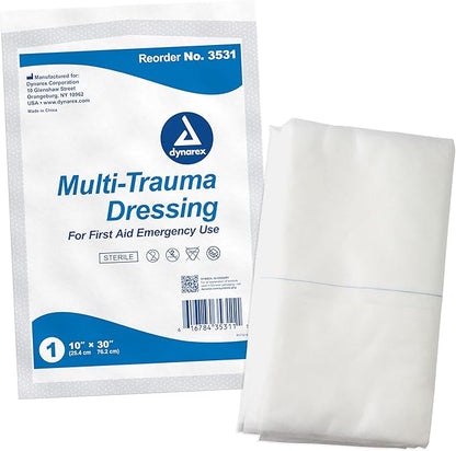 Medique 66901 Medi-First Multi-Trauma Dressing, 10-Inch X 30-Inch 1-Dressing, White (Pack of 6)
