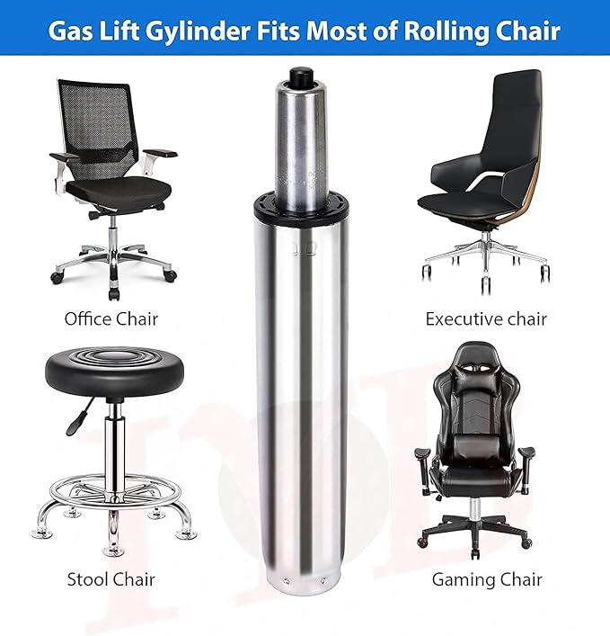 IYB-Office Chair Gas Lift Pneumatic Cylinder Replacement - Universal Size, Heavy Duty Hydraulic (Silver)