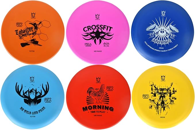 CROWN ME Disc Golf Set with 6 Discs, Mini Disc, and Starter Bag