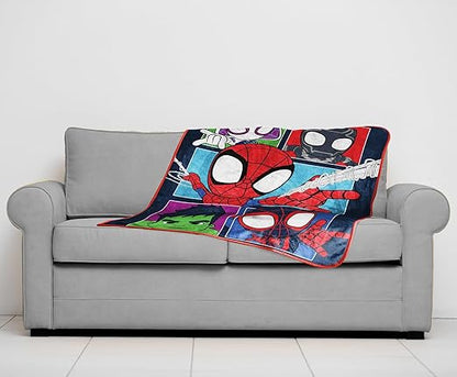 Marvel Spidey & His Amazing Friends Plush Travel Throw Blanket - Measures 40 x 50 Inches - Super Soft & Cozy Travel Accessories Features Miles Morales & Ghost Spider Gwen