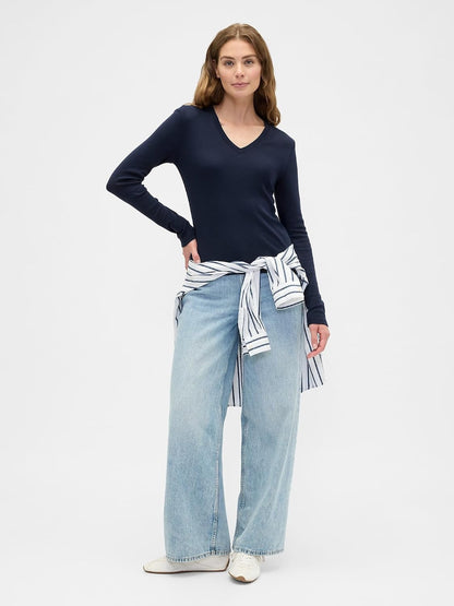 GAP Women's Long Sleeve V-Neck Knit Top