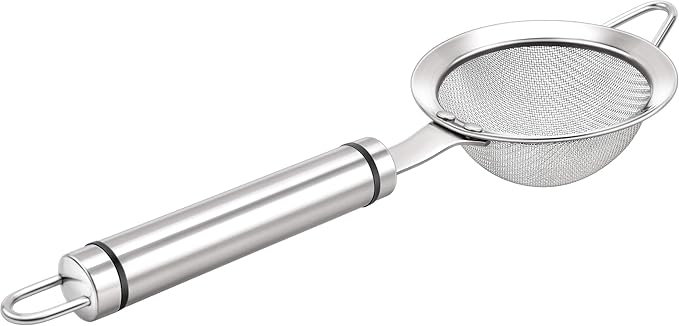 3.3 inch 304 stainless steel fine mesh strainer for kitchen, strainer-skimmer with handle, metal sieves