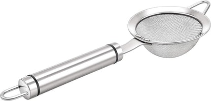 3.3 inch 304 stainless steel fine mesh strainer for kitchen, strainer-skimmer with handle, metal sieves
