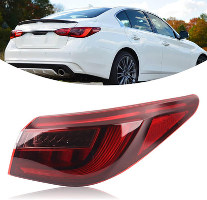 LED Right Side Outer Tail Light W/o Blind Spot Assembly Compatible With 2018-2021 Infiniti Q50 rear Tail Lamp Without Side Light Right Passenger Side 26550-6HH1B