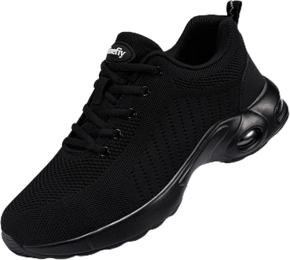 Steel Toe Shoes for Women Lightweight Safety Shoes Air Cushion Comfortable Slip Resistant Indestructible Womens Puncture Proof Work Sho