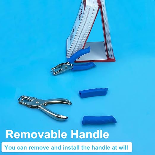 Single Hole Punch 14 Paper Hole Puncher for Crafts, One Hole Puncher with Blue Soft Grip Handle for Kids and Adults, Handheld Circle Punch for Paper Crafts in Home, Office, Classroom