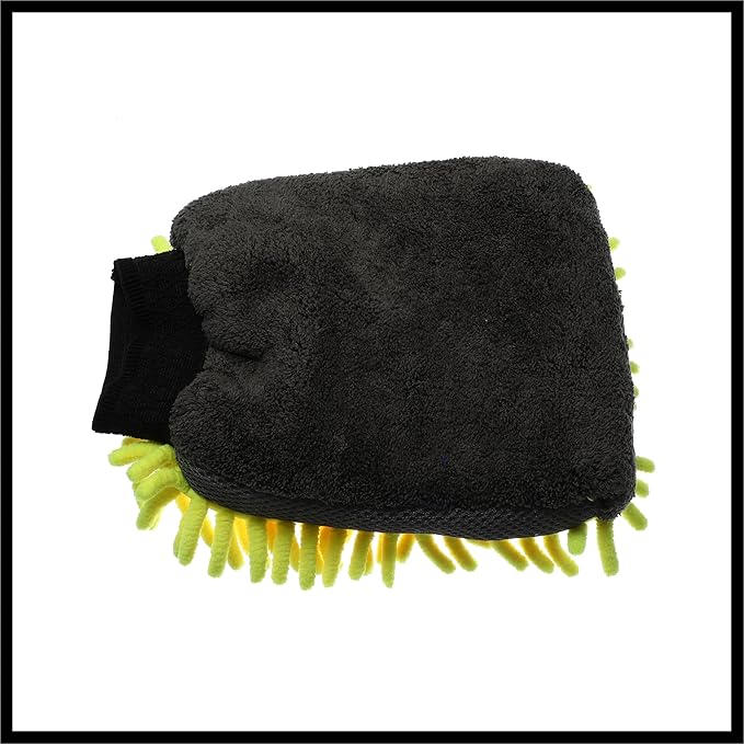 Car Wash Mitts Chenille Coral Fleece Double Sided Dirt Washing Foam Tool Universal for Car Yellow and Gray Durable Material