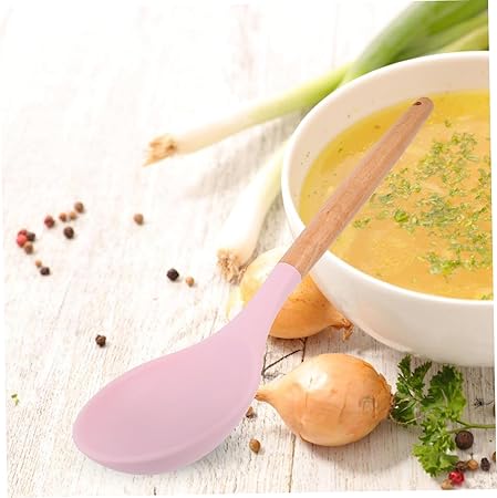 Zerodeko Beech Handle Silicone Spoon Kitchen Utensils for Cooking Nonstick Heat Resistant for Kitchen Needs