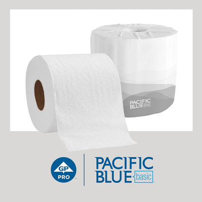 Georgia-Pacific Pacific Blue Basic 2-Ply Embossed Toilet Paper,19880/01, 550 Sheets Per Roll, 60 Rolls Per Case