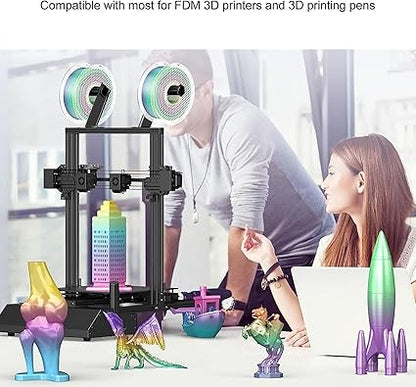 2 Color PLA Filament Glossy Blue and Purplish Red 1.75mm 200g Silk PLA 3D Printer 200-215C Printing Temperature PLA Material Smooth and Accurate Prints
