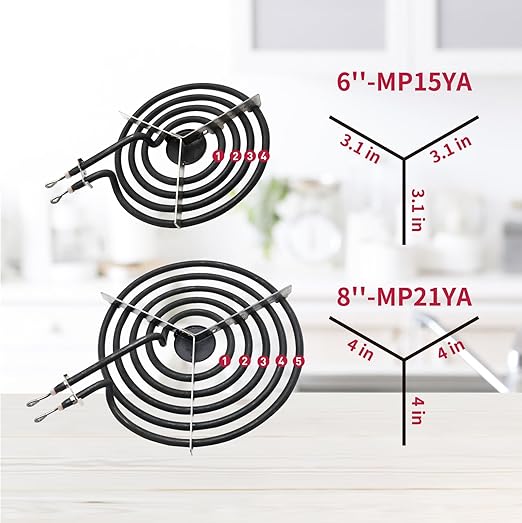 MP22YA Electric Stove Burner Element Replacement-Perfectly Compatible with Whirlpool & Kenmore & Frigidaire & Hardwick & Maytag & Norge Stove Top-Include 2* MP15YA 2* MP21YA