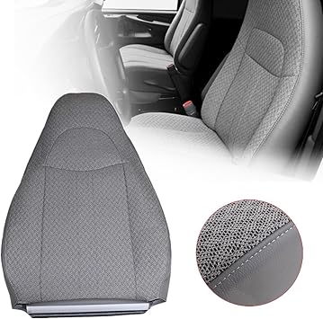 SecosAutoparts Driver or Passenger Side Top Lean Back Replacement Cloth Seat Cover Gray Compatible with Chevy Express GMC Savana Van 2003 2004 2005 2006 2007 2008 2009 2010 2011 2012 2013 2014