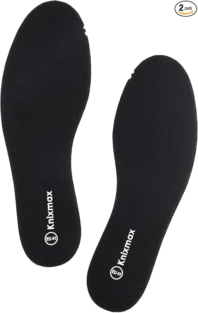 Knixmax Memory Foam Insoles for Women Men, Super Soft Shoe Inserts for Sneakers Slippers Boots Liners Replacement Inner Soles, Cushioned Flat Shoe Pads Black EU 39
